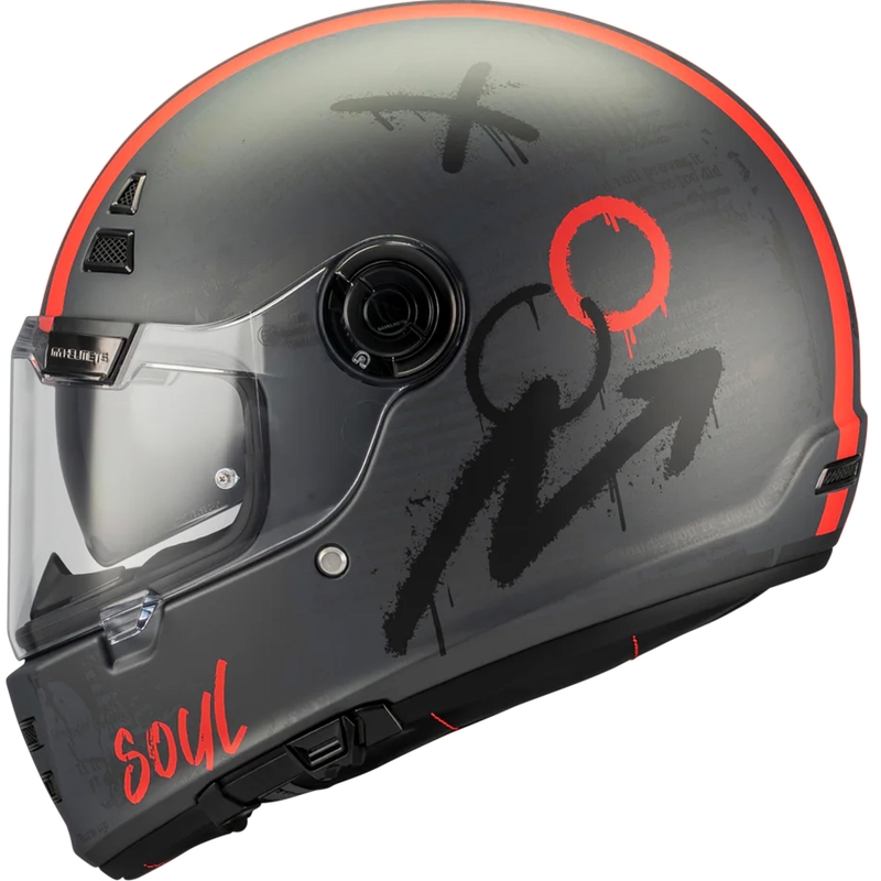 Casco integrale da moto MT Jarama SV Papercut C15 grigio-rosso opaco