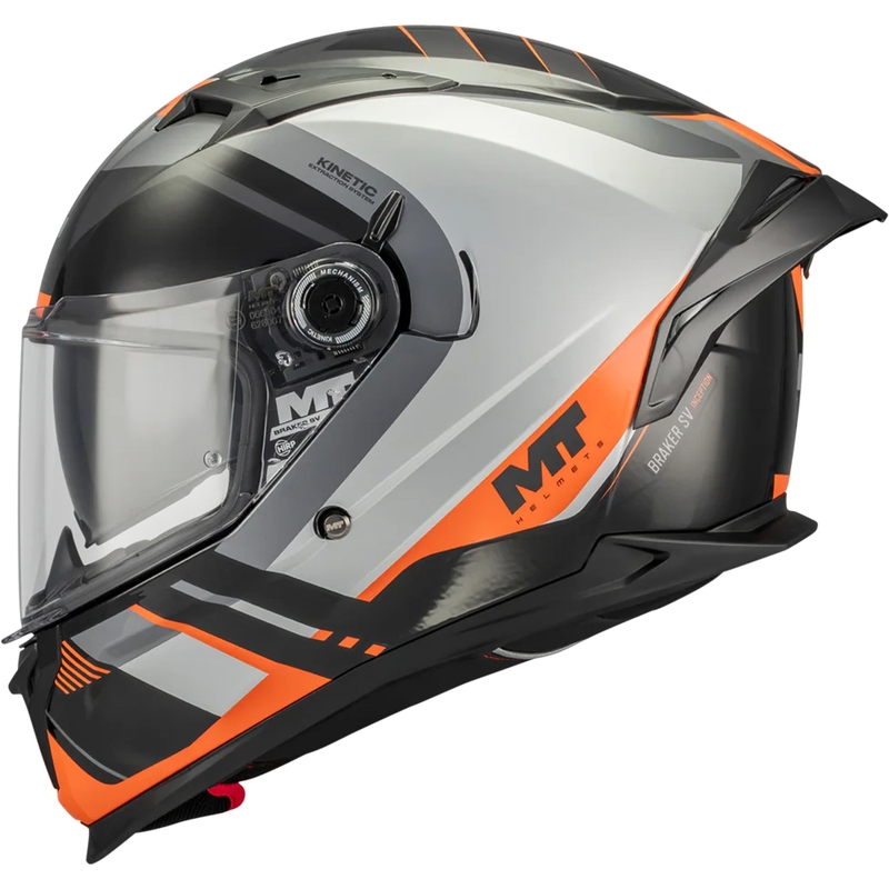 Casco integrale da moto MT Braker SV Inception B4 nero-grigio-arancione