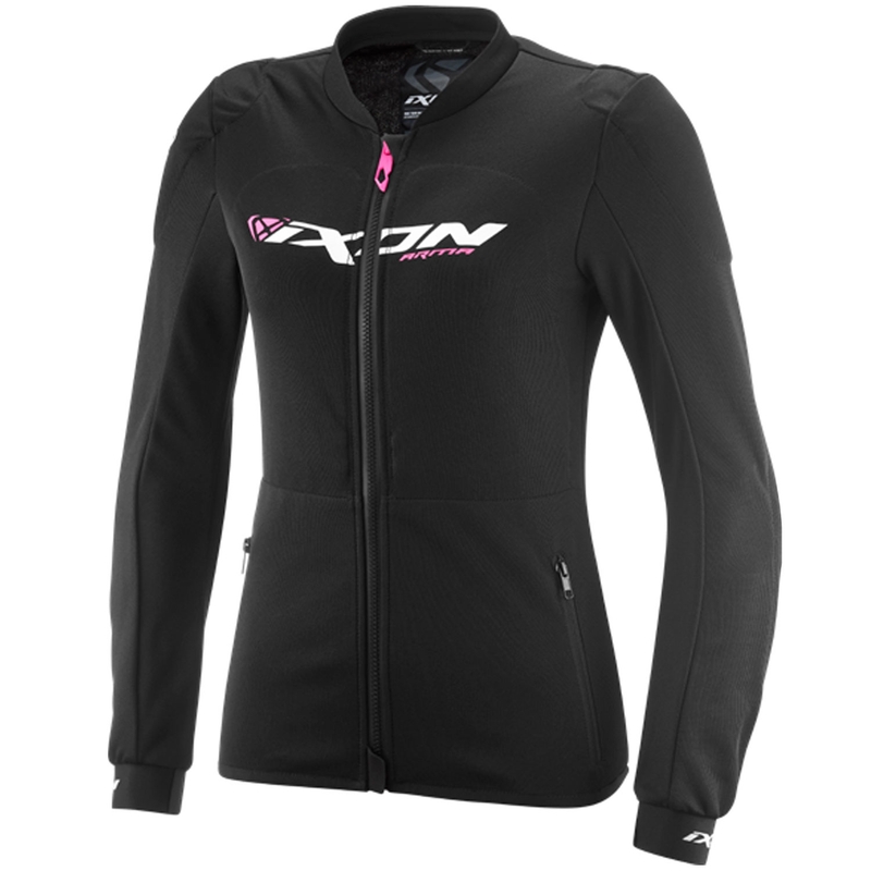 Felpa da motociclista da donna IXON Arma nero-bianco-rosa fluo
