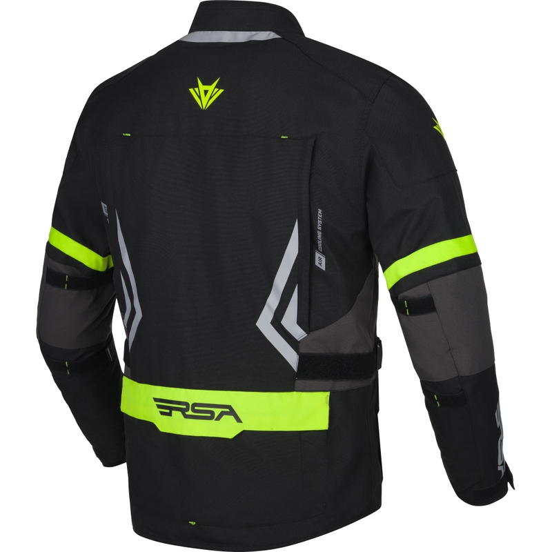Giacca da moto RSA Storm nero-grigio-giallo fluo