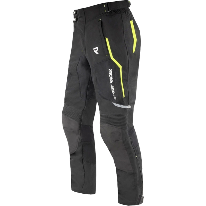 Pantaloni da moto Street Racer Flex Air nero-giallo fluo