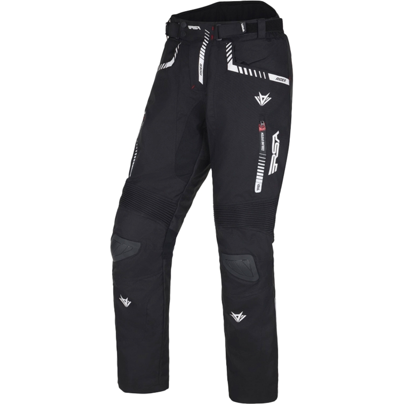 Pantaloni da moto RSA Rider in bianco e nero