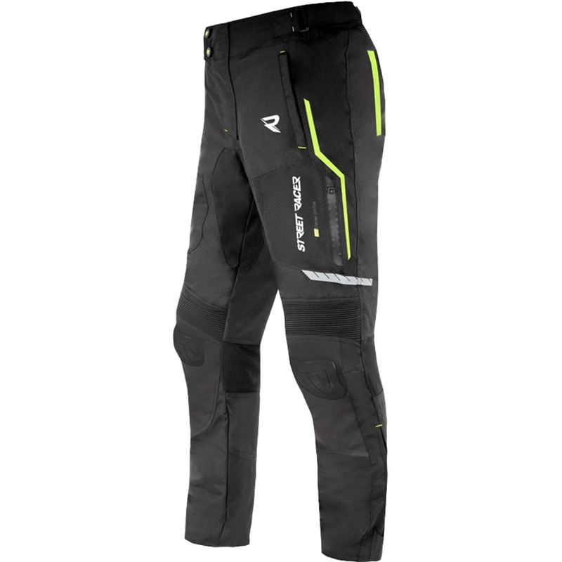 Pantaloni da moto Street Racer Flex EVO nero-giallo fluo