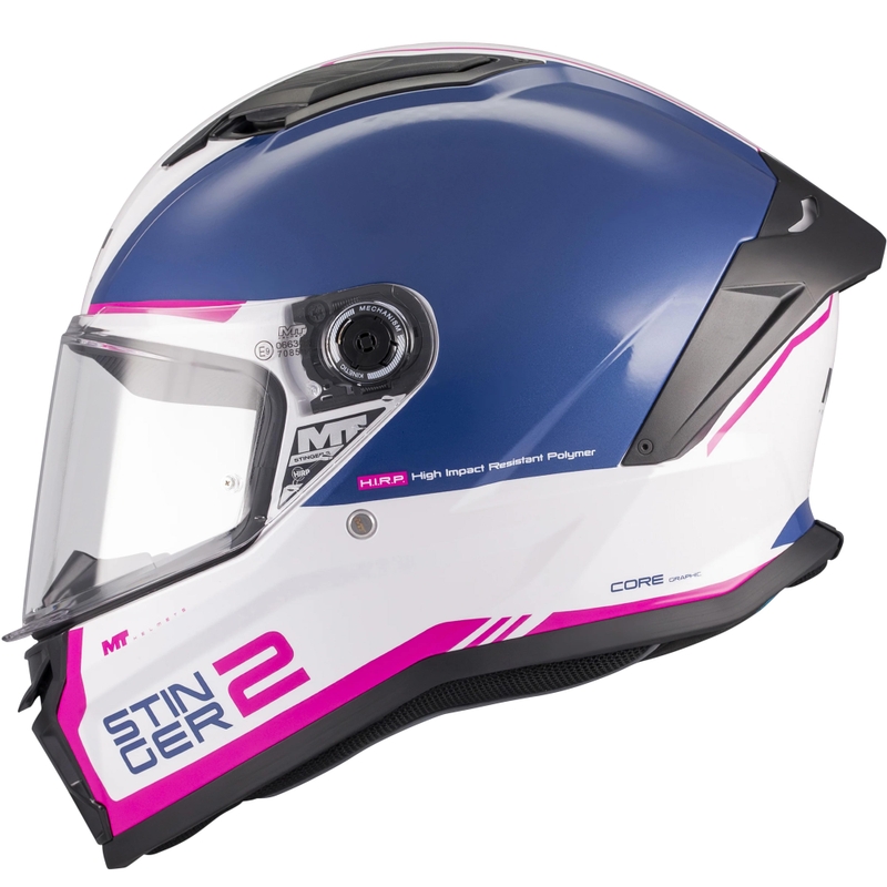 Casco integrale da moto MT Stinger 2 Core A8 blu-bianco-rosa