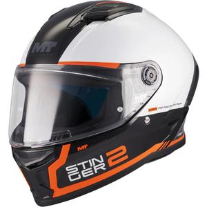 Casco integrale da moto MT Stinger 2 Core B0 bianco-nero-arancione
