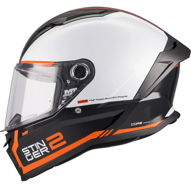 Casco integrale da moto MT Stinger 2 Core B0 bianco-nero-arancione