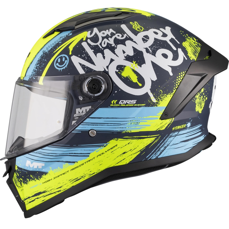 Casco integrale da moto MT Stinger 2 Rocket C3 blu-giallo fluo