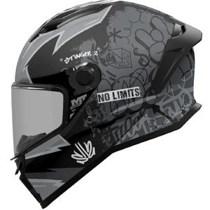 Casco integrale da moto MT Stinger 2 Tagger B2 nero opaco-grigio