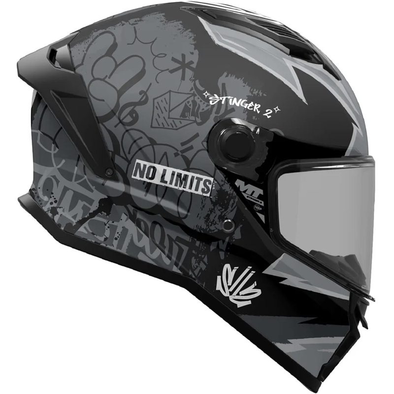 Casco integrale da moto MT Stinger 2 Tagger B2 nero opaco-grigio