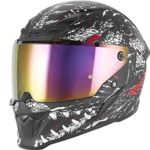 Casco integrale da moto NOX Exklusiv Goliath Raptor nero opaco-bianco-rosso
