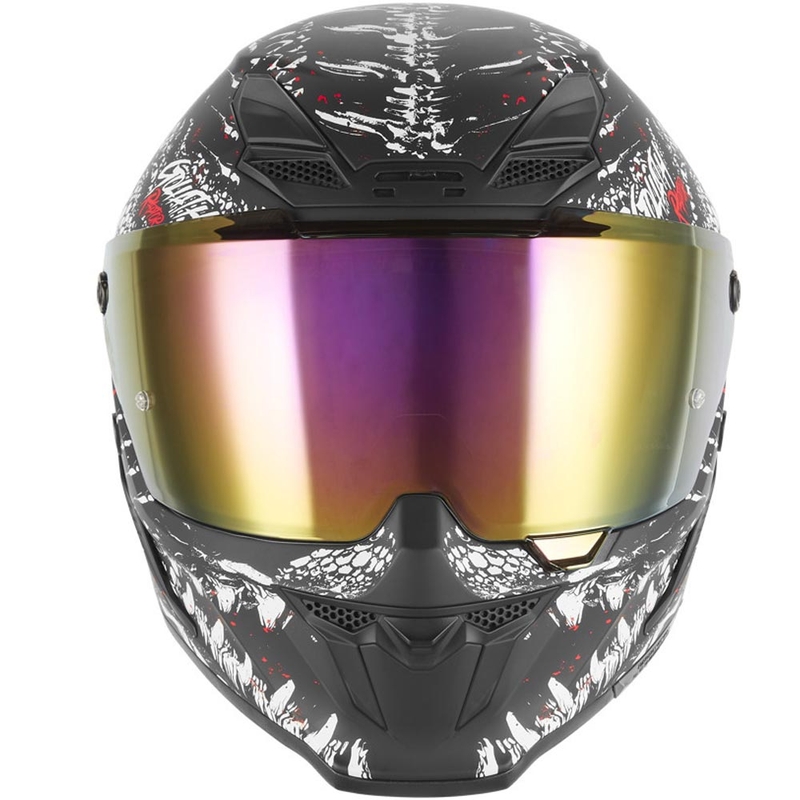 Casco integrale da moto NOX Exklusiv Goliath Raptor nero opaco-bianco-rosso
