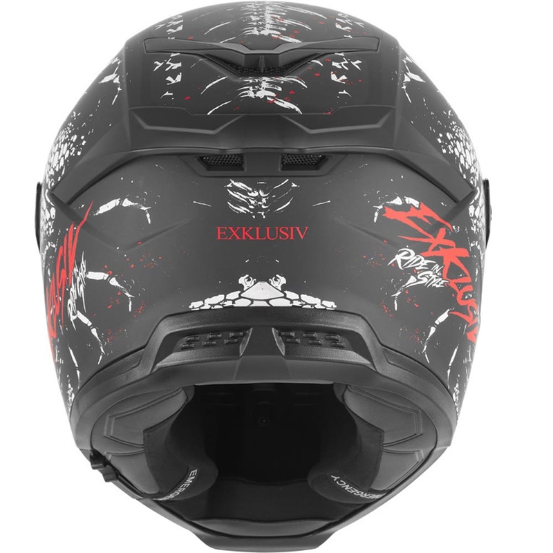 Casco integrale da moto NOX Exklusiv Goliath Raptor nero opaco-bianco-rosso