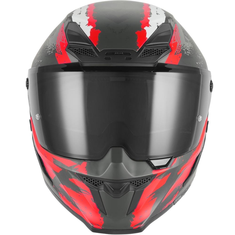 Casco integrale da moto NOX Exklusiv Goliath Cut'D nero opaco-rosso