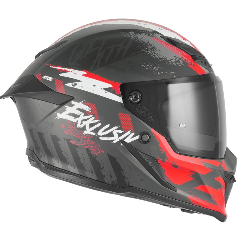 Casco integrale da moto NOX Exklusiv Goliath Cut'D nero opaco-rosso