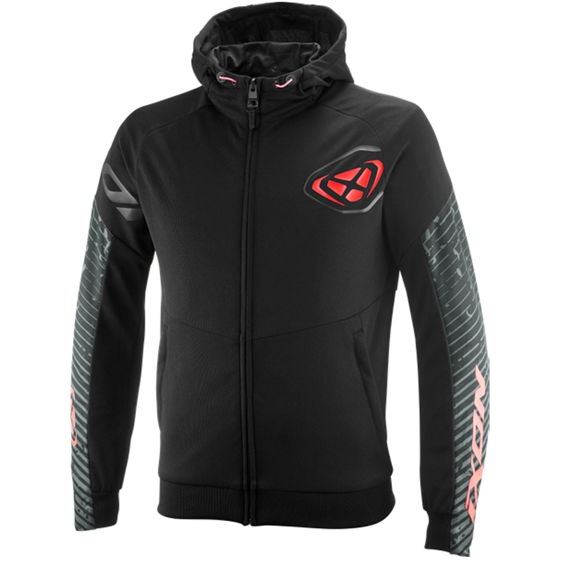 Felpa da motociclista IXON Touchdown Air nera-rosso fluo
