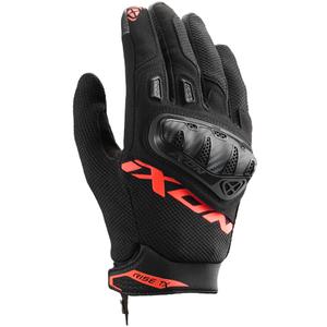Guanti da moto IXON Rise TX nero-rosso fluo