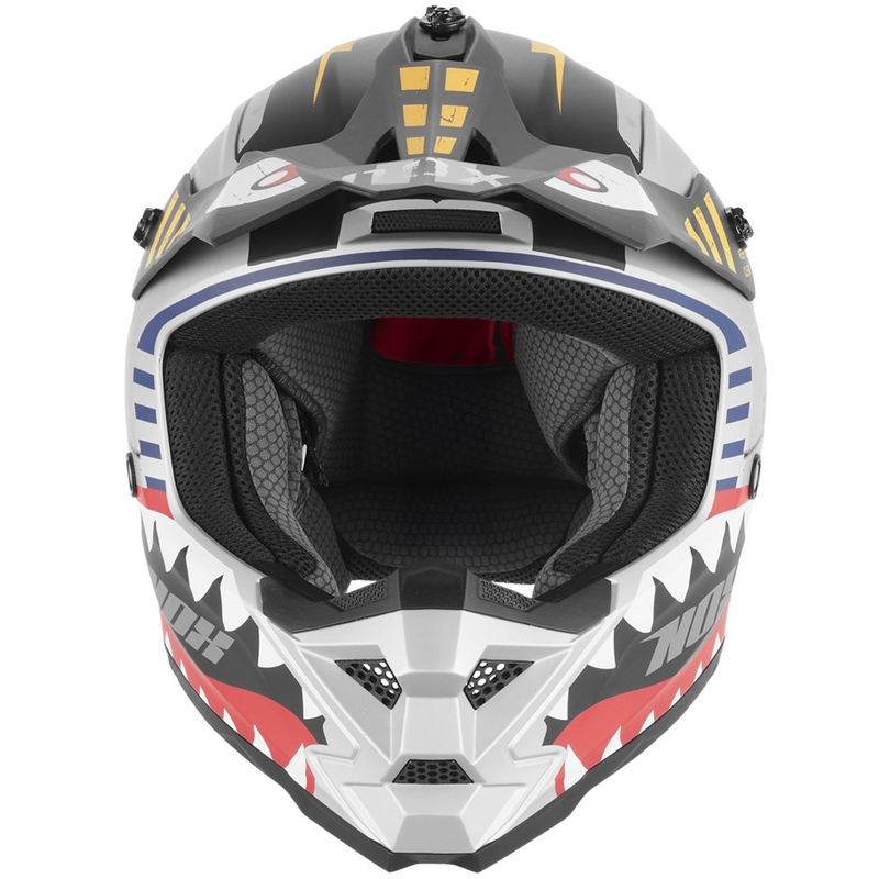 Casco da motocross per bambini NOX N761 Fly Fighter, argento-multicolore