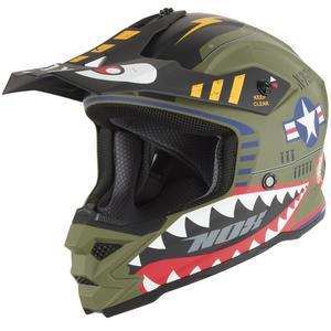Casco da motocross per bambini NOX N761 Fly Fighter, colore cachi-multicolore