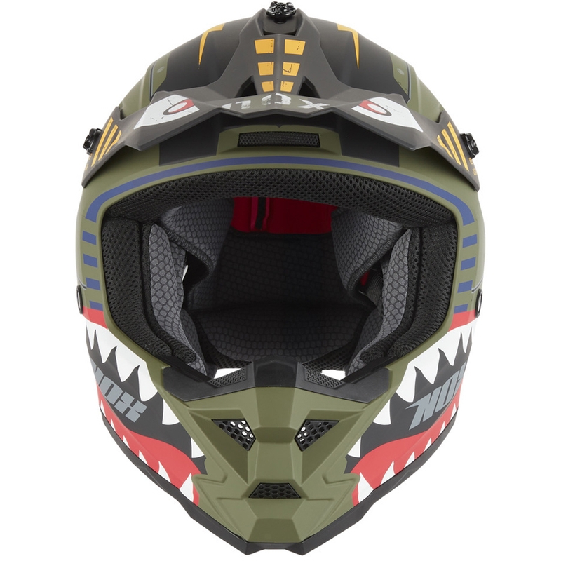 Casco da motocross per bambini NOX N761 Fly Fighter, colore cachi-multicolore