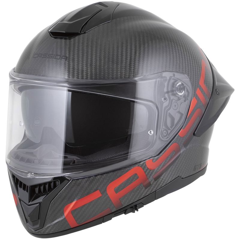 Casco integrale da moto Cassida Integral GTS 2.1 Plus Carbon opaco carbonio-rosso