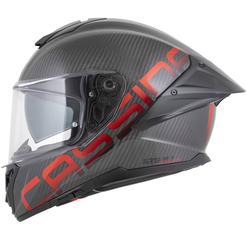 Casco integrale da moto Cassida Integral GTS 2.1 Plus Carbon opaco carbonio-rosso