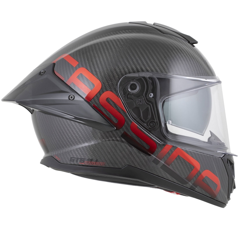 Casco integrale da moto Cassida Integral GTS 2.1 Plus Carbon opaco carbonio-rosso