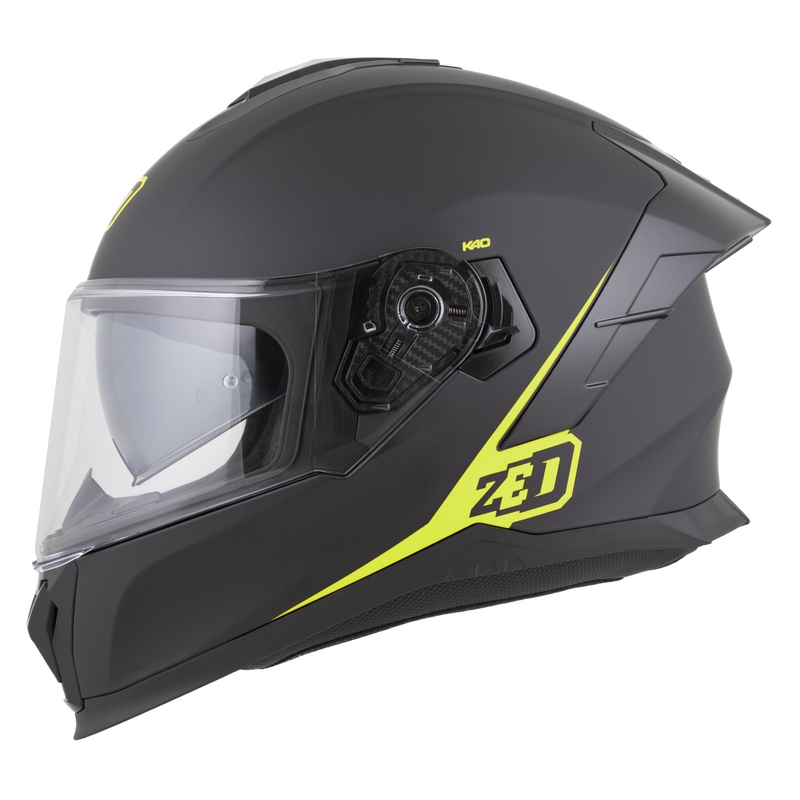 Casco integrale da moto ZED K40 nero opaco-giallo fluo