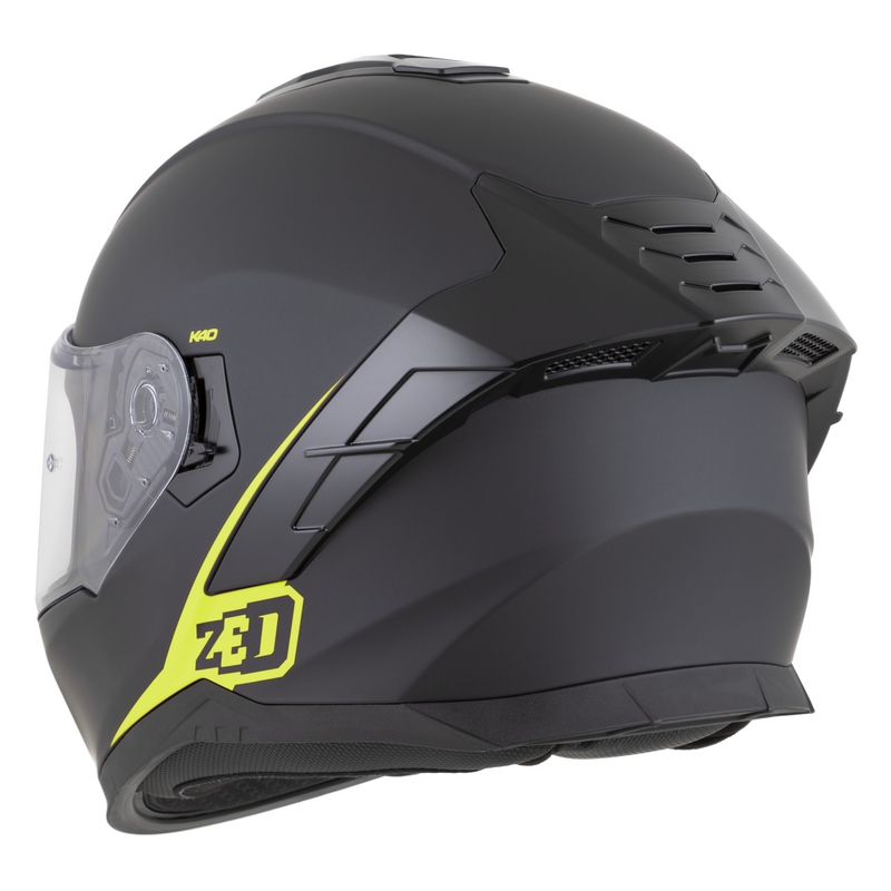 Casco integrale da moto ZED K40 nero opaco-giallo fluo