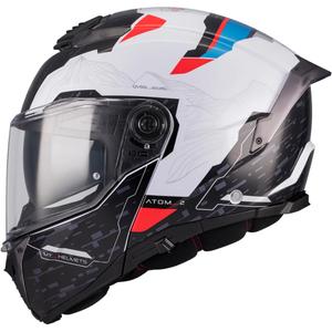 Casco da moto flip-up MT Atom 2 SV Highlands A7 nero-bianco-blu-rosso