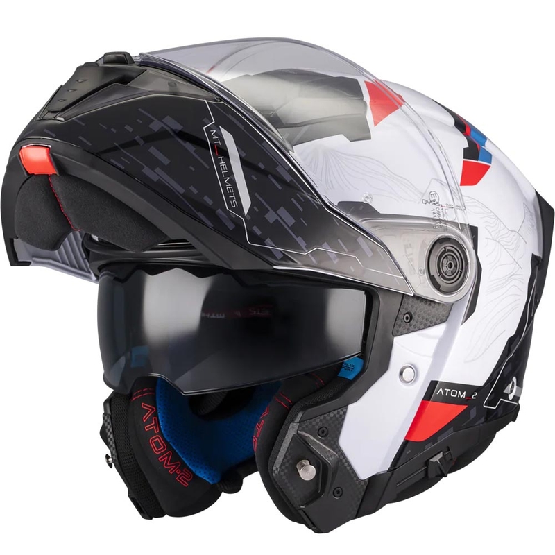 Casco da moto flip-up MT Atom 2 SV Highlands A7 nero-bianco-blu-rosso
