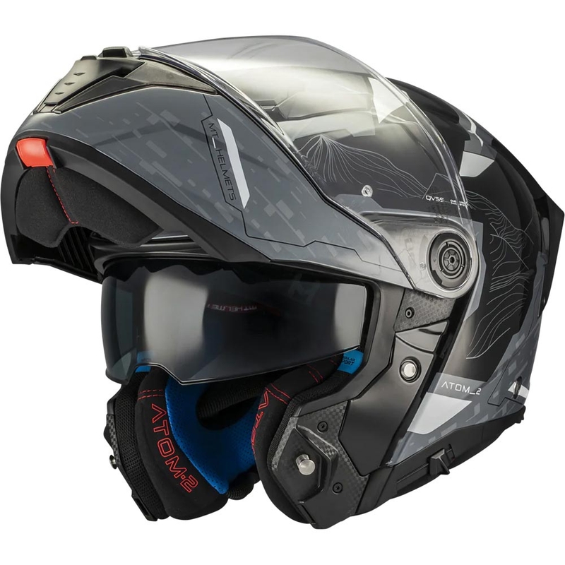 Casco da moto flip-up MT Atom 2 SV Highlands C2 nero-grigio