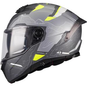 Casco moto modulare MT Atom 2 SV Highlands E2 nero opaco-grigio-giallo fluo