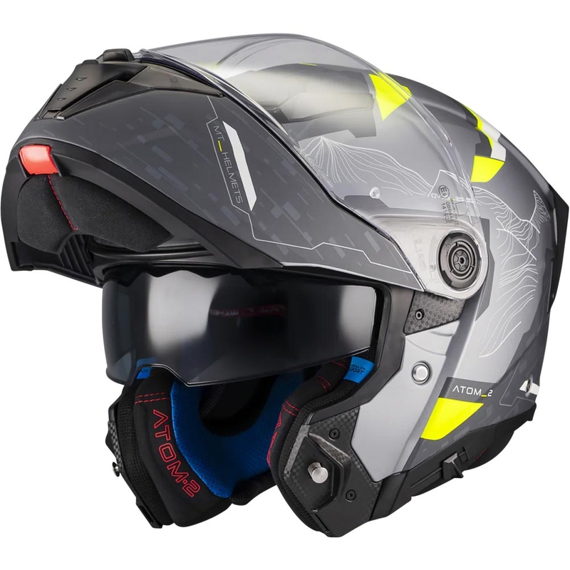 Casco moto modulare MT Atom 2 SV Highlands E2 nero opaco-grigio-giallo fluo