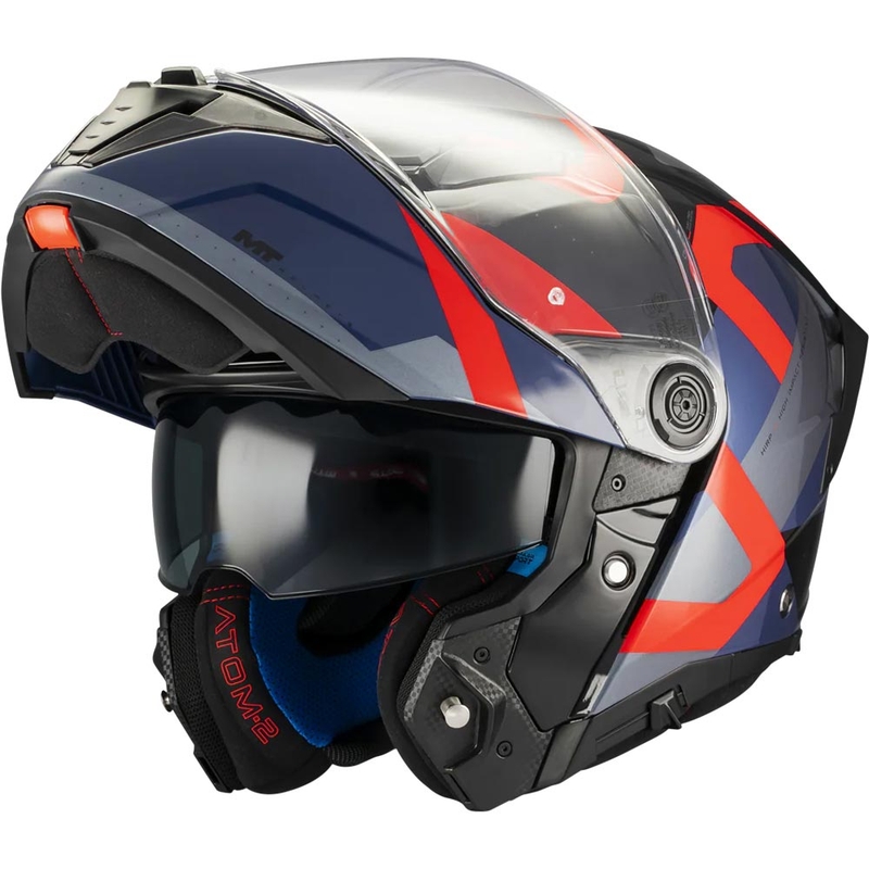 Casco da moto flip-up MT Atom 2 SV Dexter B15 blu-nero-rosso