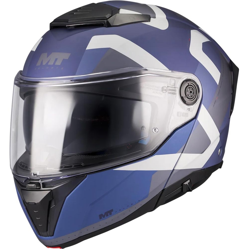 Casco da moto flip-up MT Atom 2 SV Dexter C2 blu-grigio opaco