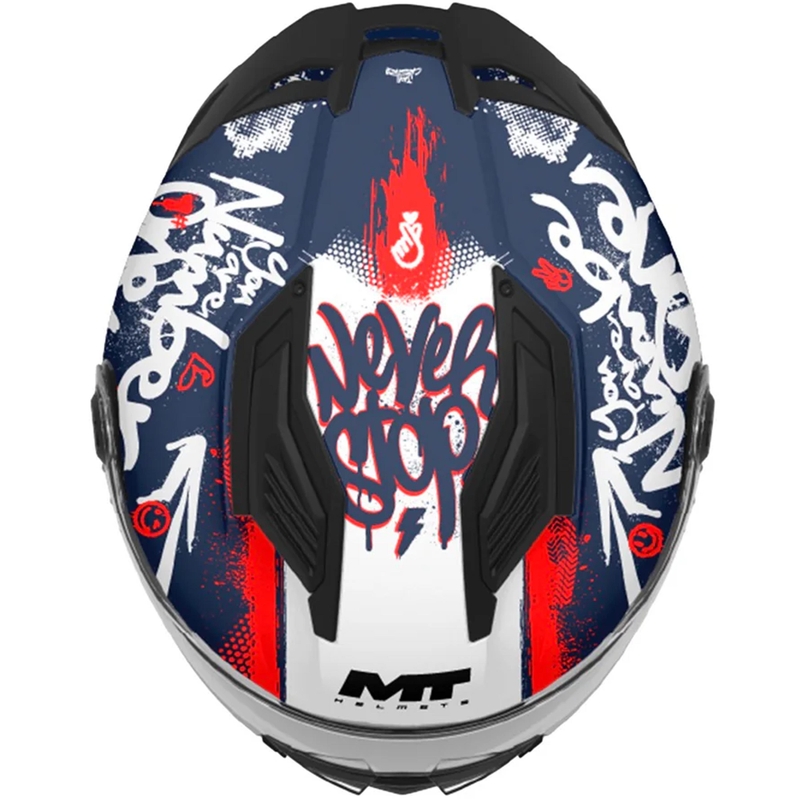 Casco integrale da moto per bambini MT Stinger 2 Rocket C17 blu-rosso-bianco