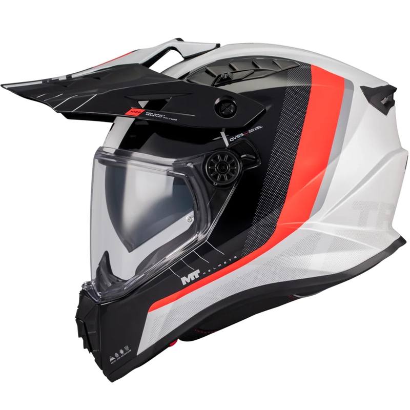 Casco da moto enduro MT Track SV Nomad A15 bianco-nero-rosso