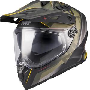 Casco da moto enduro MT Track SV Questor B6 nero opaco-verde-marrone-giallo fluo