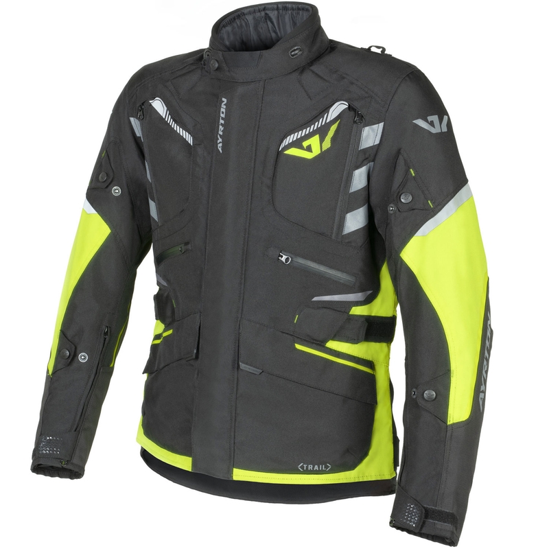 Giacca da moto Ayrton Trail nera-giallo fluo-grigio