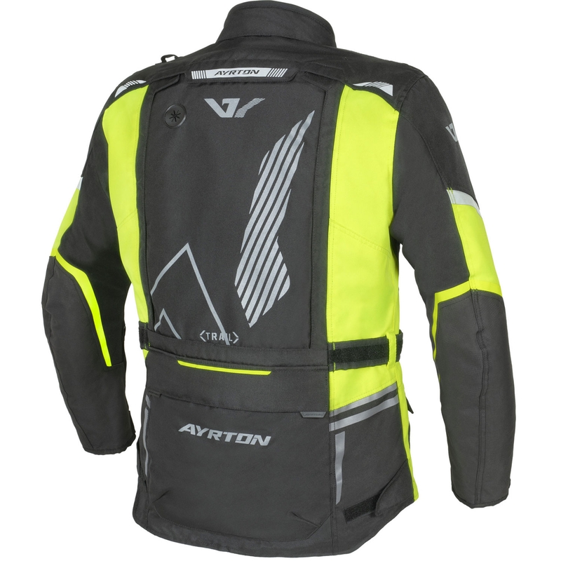 Giacca da moto Ayrton Trail nera-giallo fluo-grigio