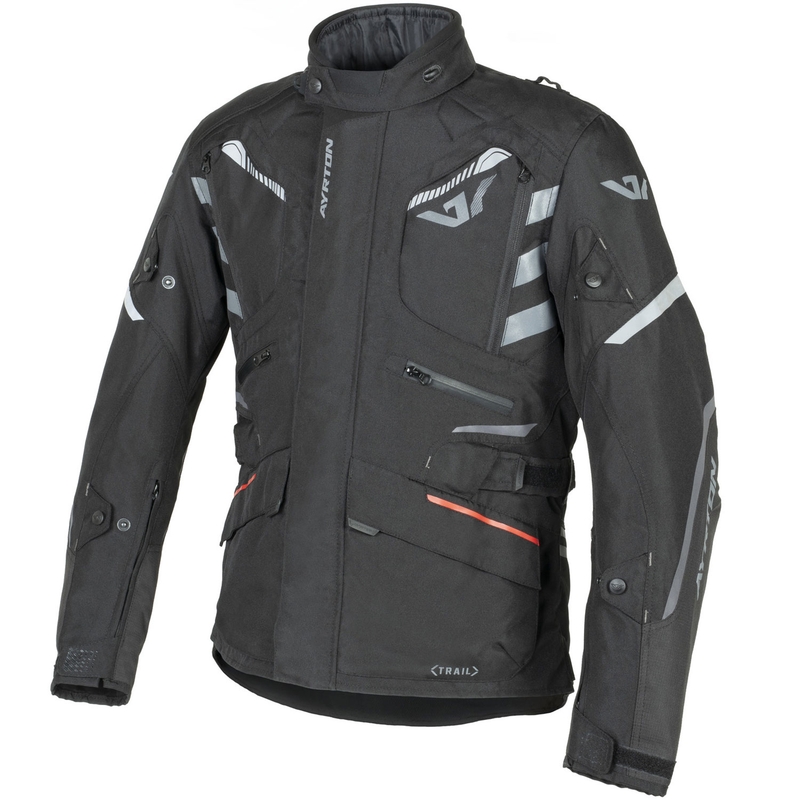 Giacca da moto Ayrton Trail nera-grigia-rossa