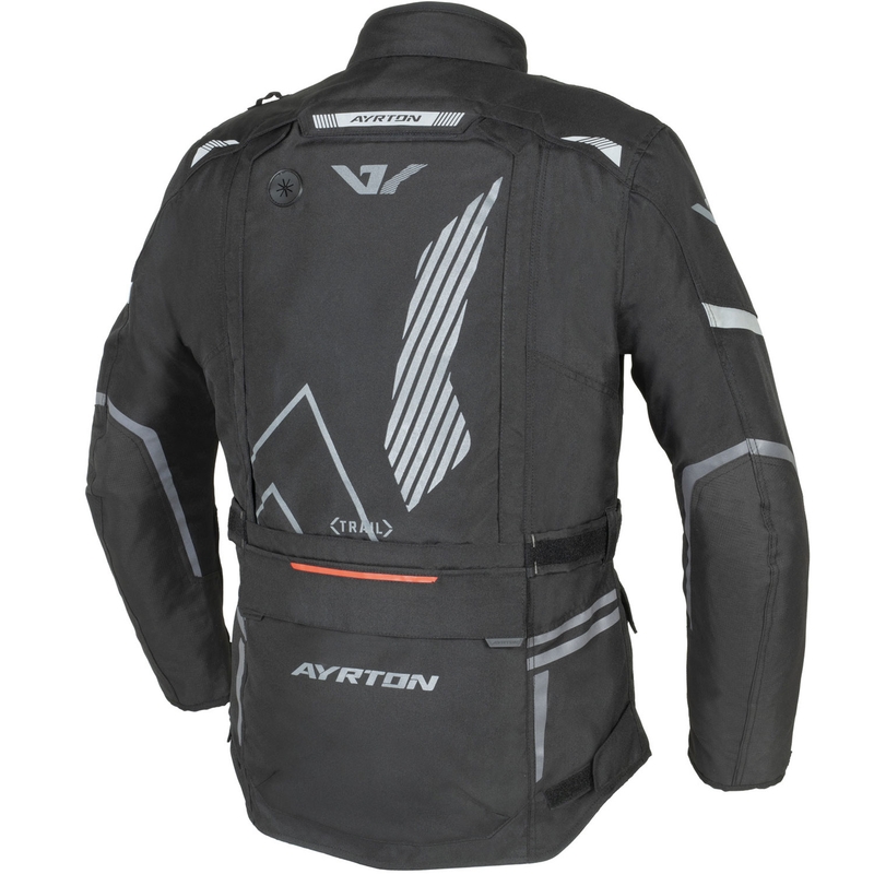 Giacca da moto Ayrton Trail nera-grigia-rossa