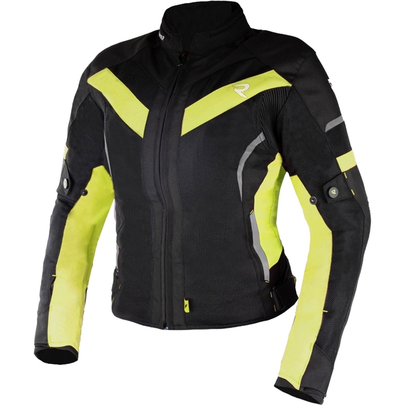 Giacca da moto da donna Street Racer Betty II Air nero-giallo fluo