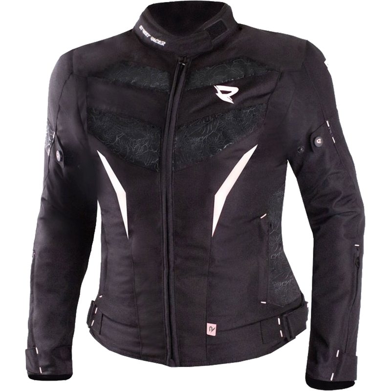 Giacca moto donna Street Racer Rose Nero e Bianco