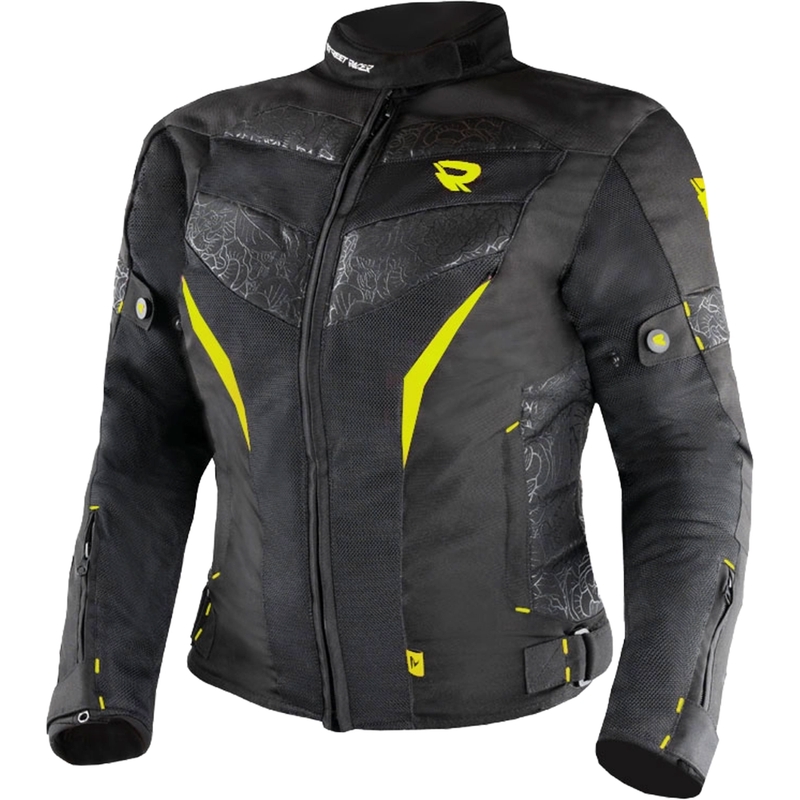 Giacca moto donna Street Racer Rose Air nero-giallo fluo