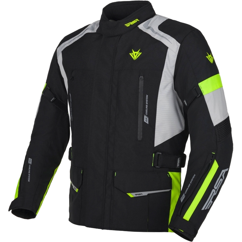 Giacca da moto RSA EXO 2 nero-grigio-giallo fluo