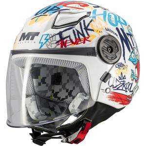 Casco da moto jet per bambini MT Lite Crew A5 bianco-blu-rosso
