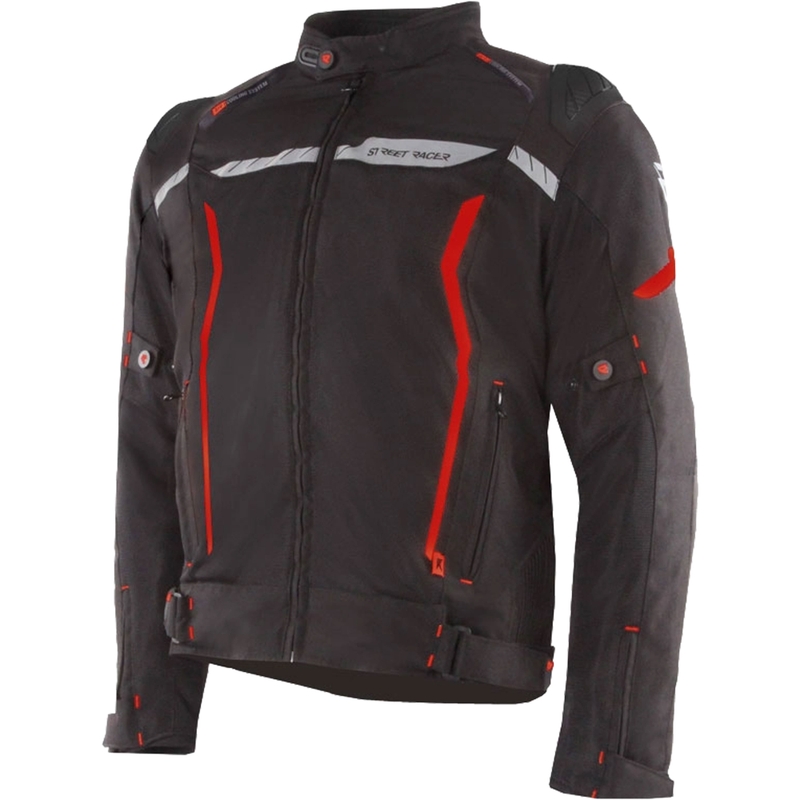 Giacca da moto Street Racer Flex EVO nero-rosso