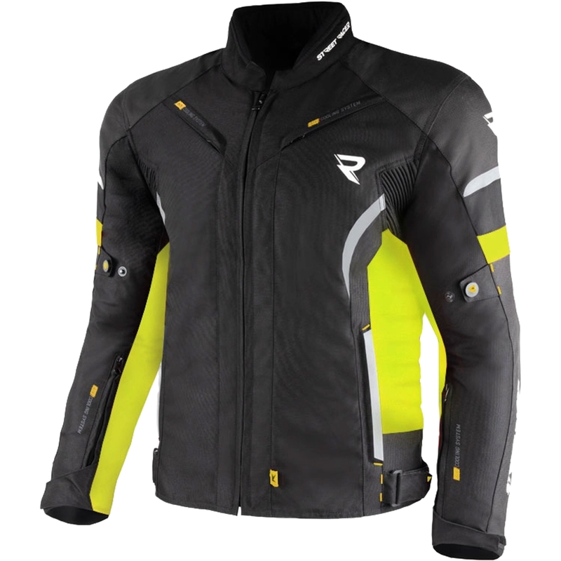 Giacca da moto Street Racer Evans nero-giallo fluo