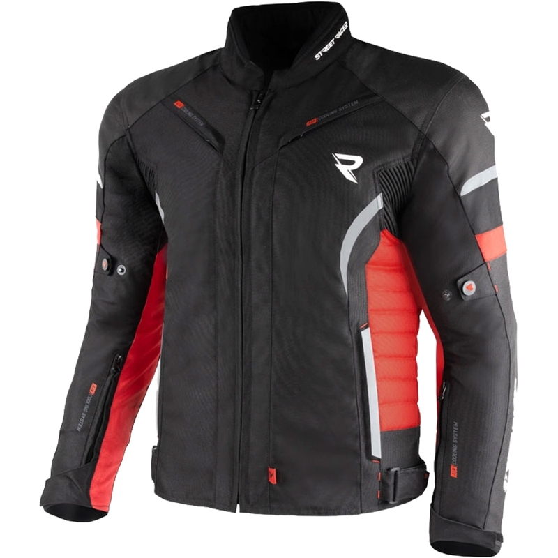 Giacca da motociclista Street Racer Evans nera-rossa